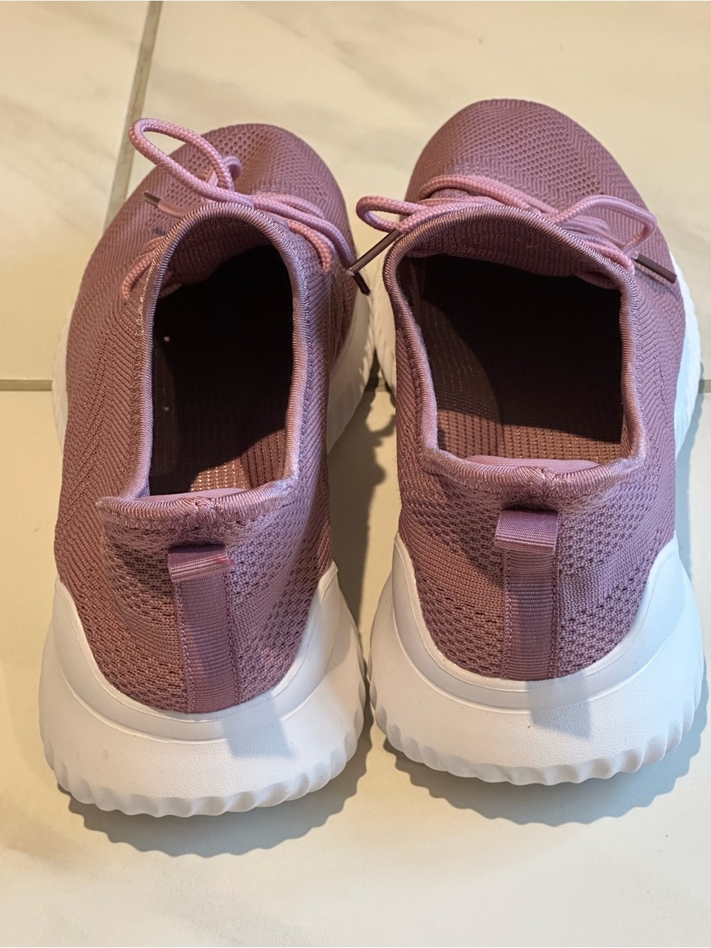 Dusty Pink Knit Lace-Up Athletic Sneakers Walking Shoes Women Size 9 EU 40 - Picture 3 of 6